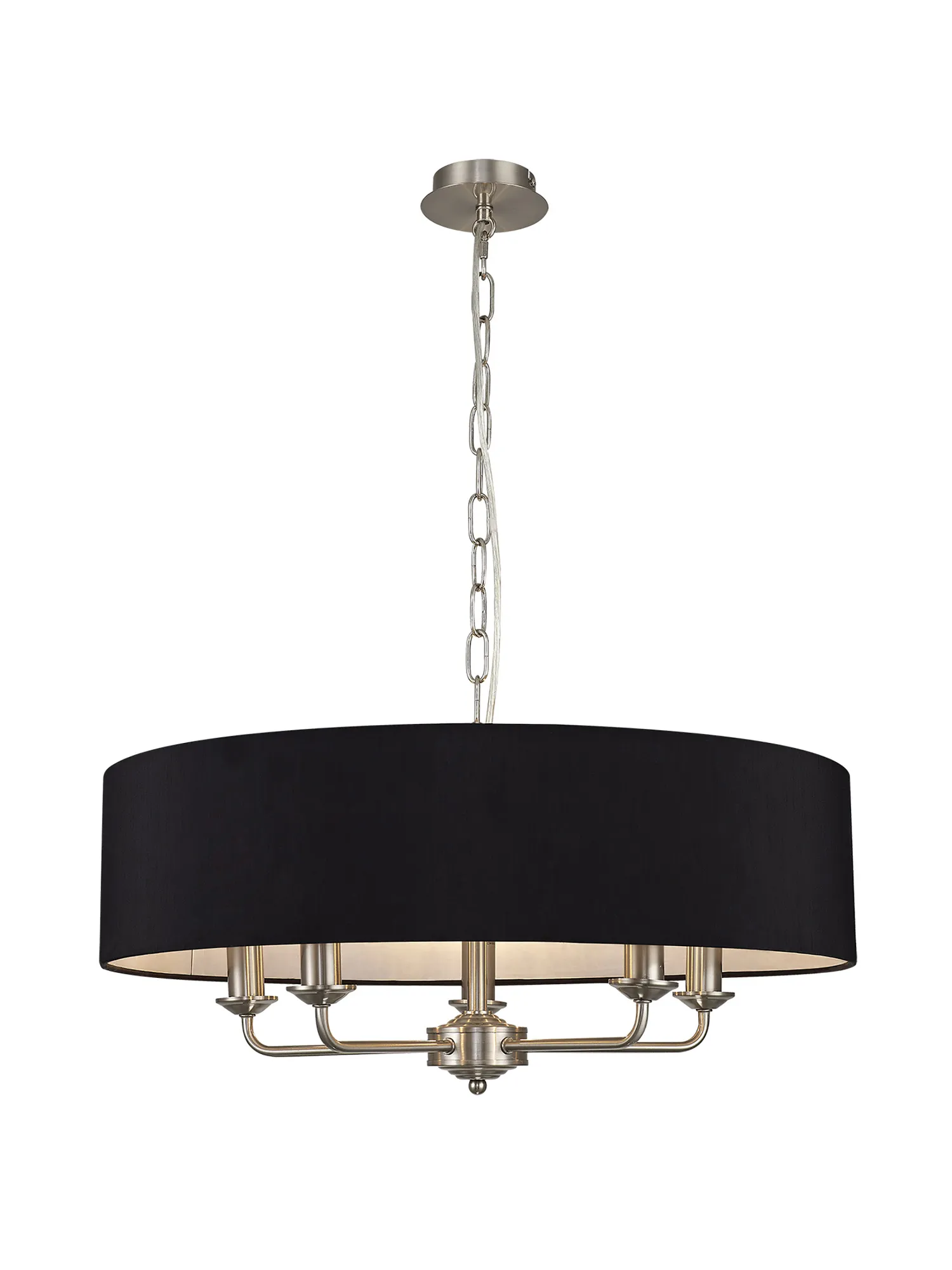 Banyan 60cm 5 Light Pendant Satin Nickel; Black